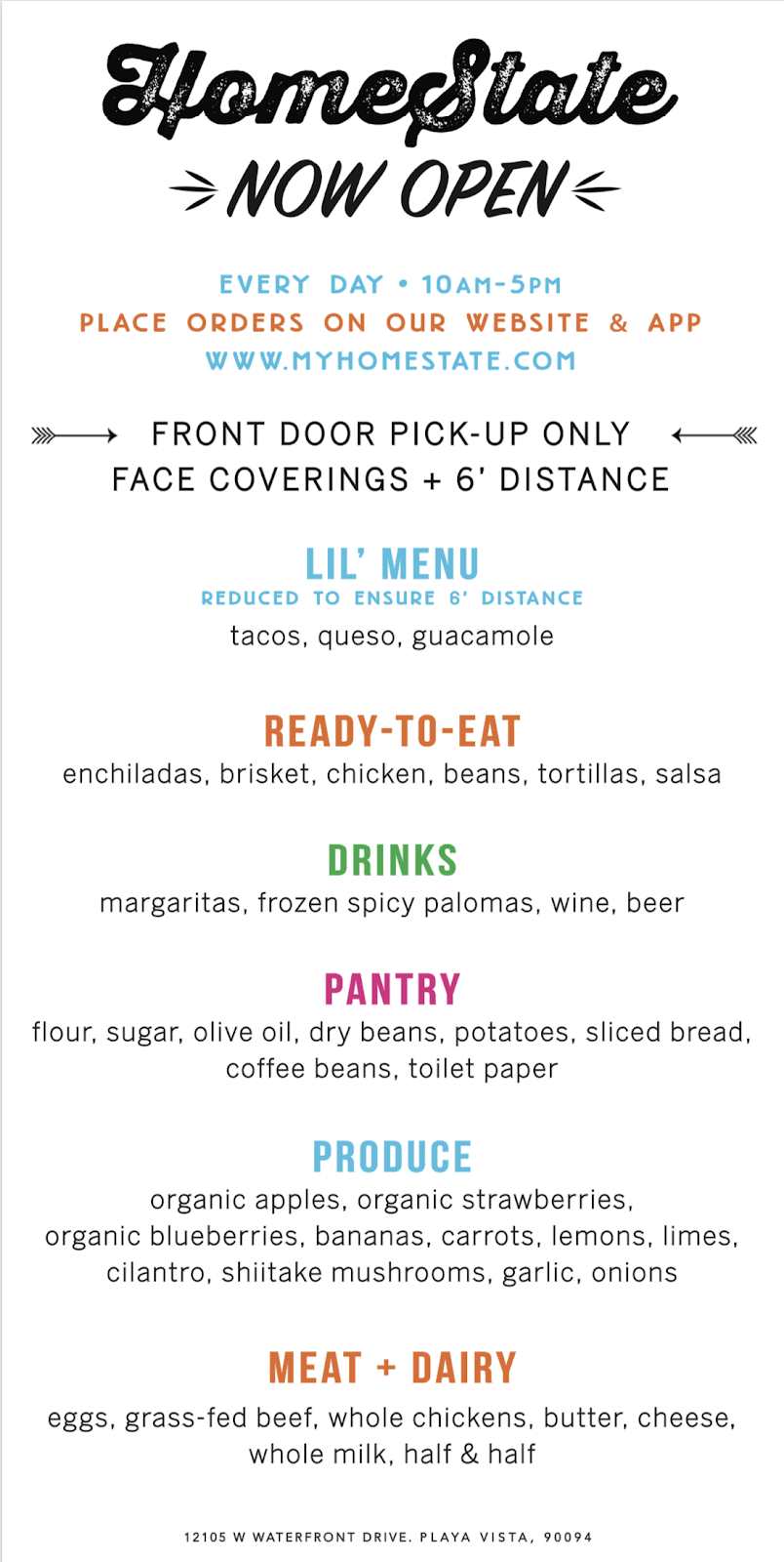 HomeState | restaurant | 12105 E Waterfront Dr Suite B, Los Angeles, CA 90094, USA | 2132962383 OR +1 213-296-2383