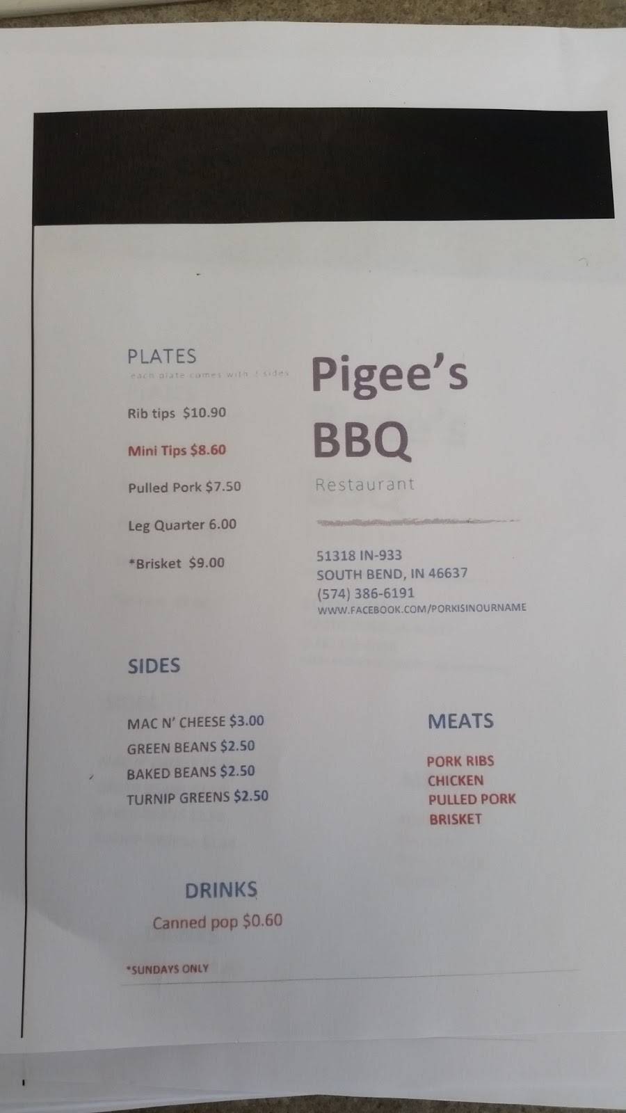 Pigees BBQ | restaurant | 51318 IN-933, South Bend, IN 46637, USA | 5743866191 OR +1 574-386-6191