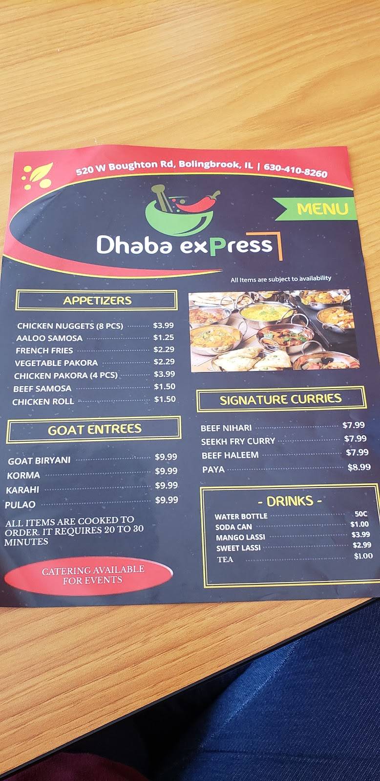 Dhaba Express | restaurant | 520 W Boughton Rd, Bolingbrook, IL 60440, USA | 6304108260 OR +1 630-410-8260