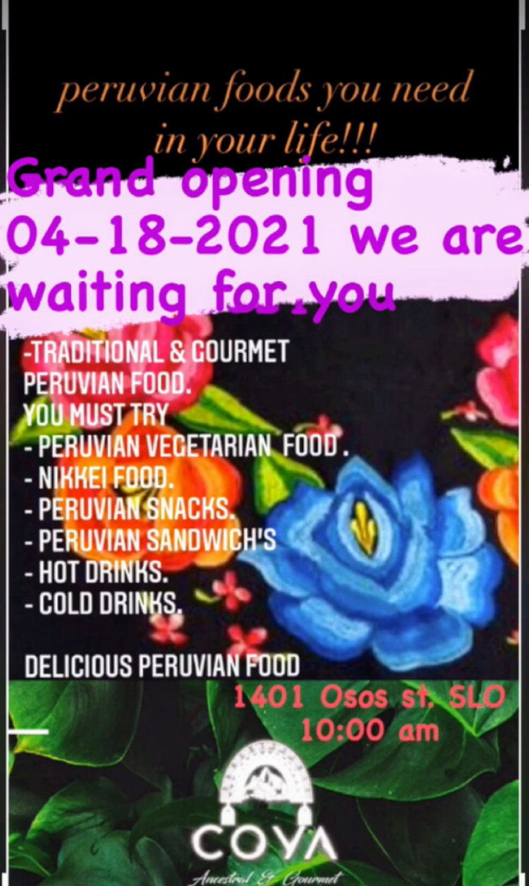 COYA Ancestral & Gourmet | restaurant | 1401 Osos St, San Luis Obispo, CA 93401, USA | 8054400784 OR +1 805-440-0784