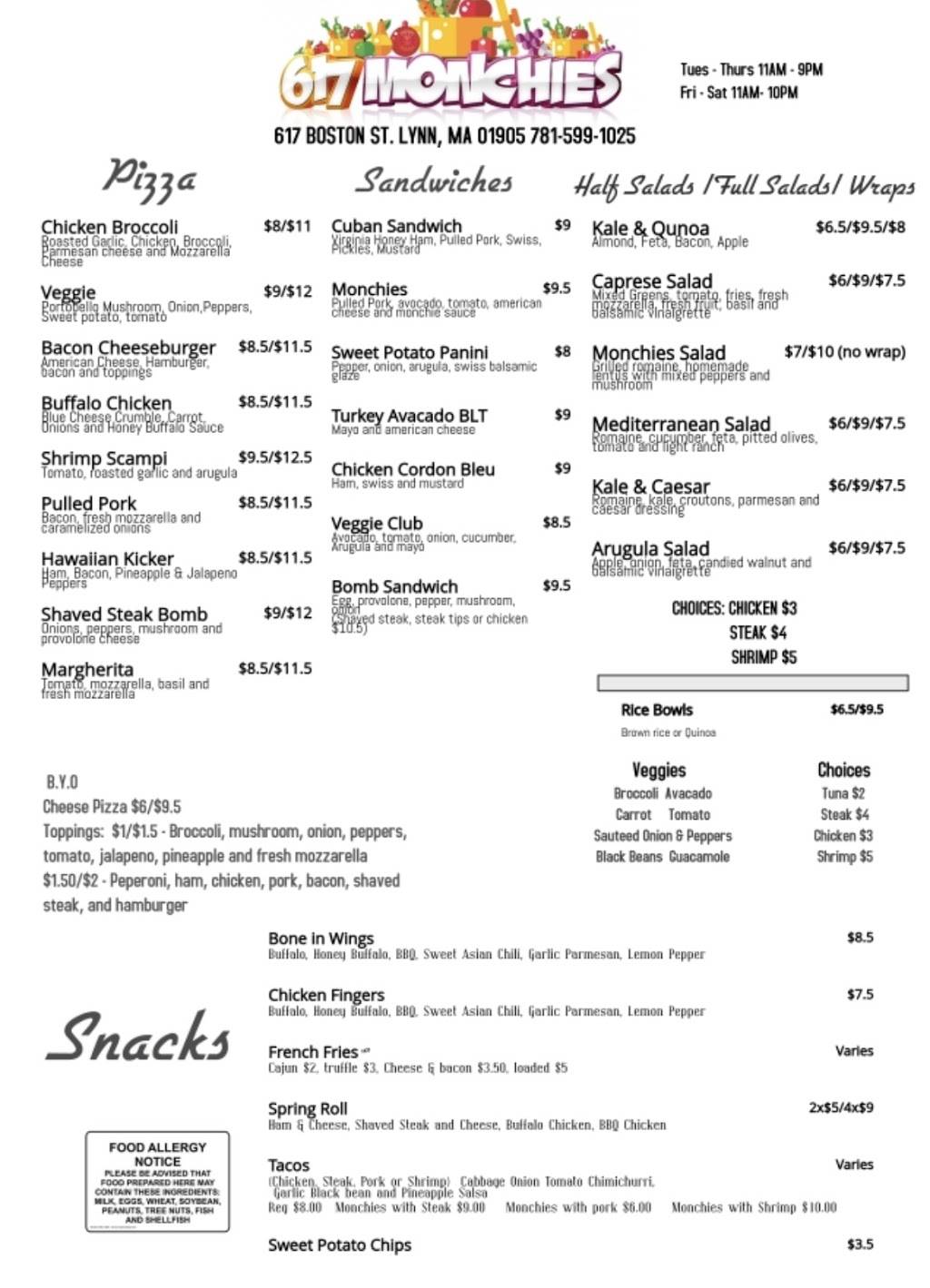 617 Monchies | restaurant | 617 Boston St, Lynn, MA 01905, USA | 7815991025 OR +1 781-599-1025