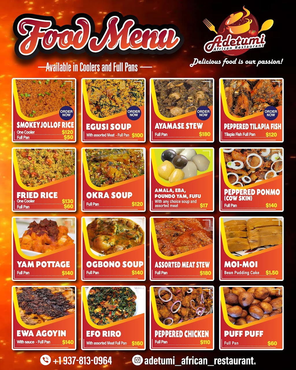 AdetumiAficanRestaurant | restaurant | 5551 Desoto St, Dayton, OH 45426, USA | 9378130964 OR +1 937-813-0964