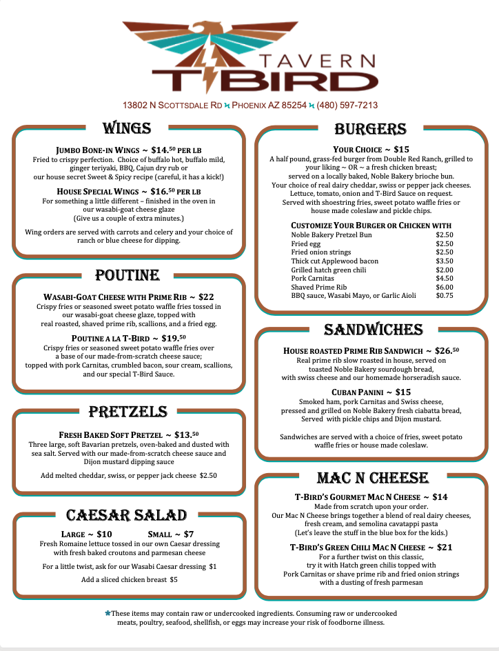 TBird Tavern | restaurant | 13802 N Scottsdale Rd Suite 101, Scottsdale, AZ 85254, USA | 4807020455 OR +1 480-702-0455