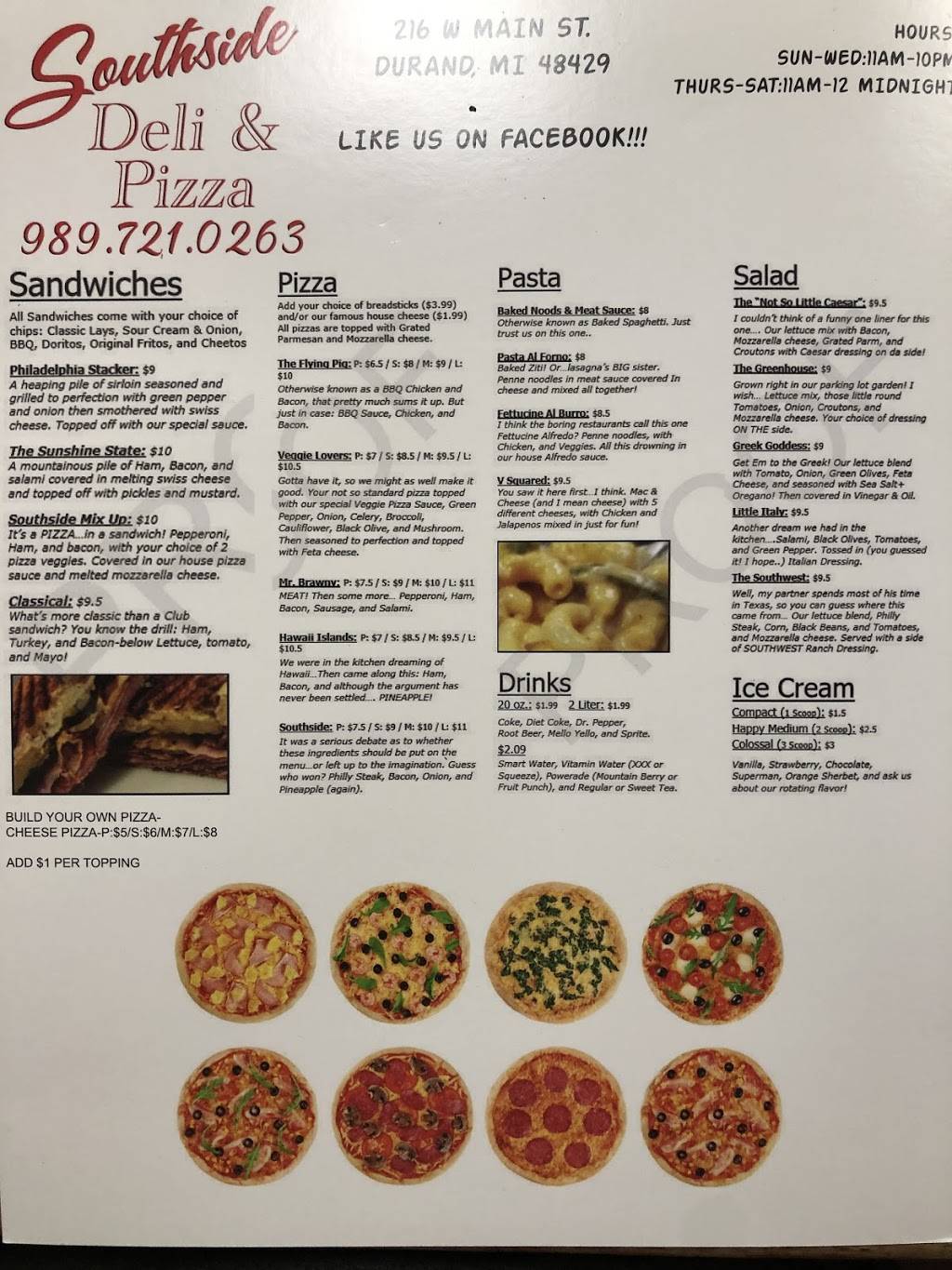 Southside deli and pizza | meal delivery | 216 W Main St, Durand, MI 48429, USA | 9897210263 OR +1 989-721-0263