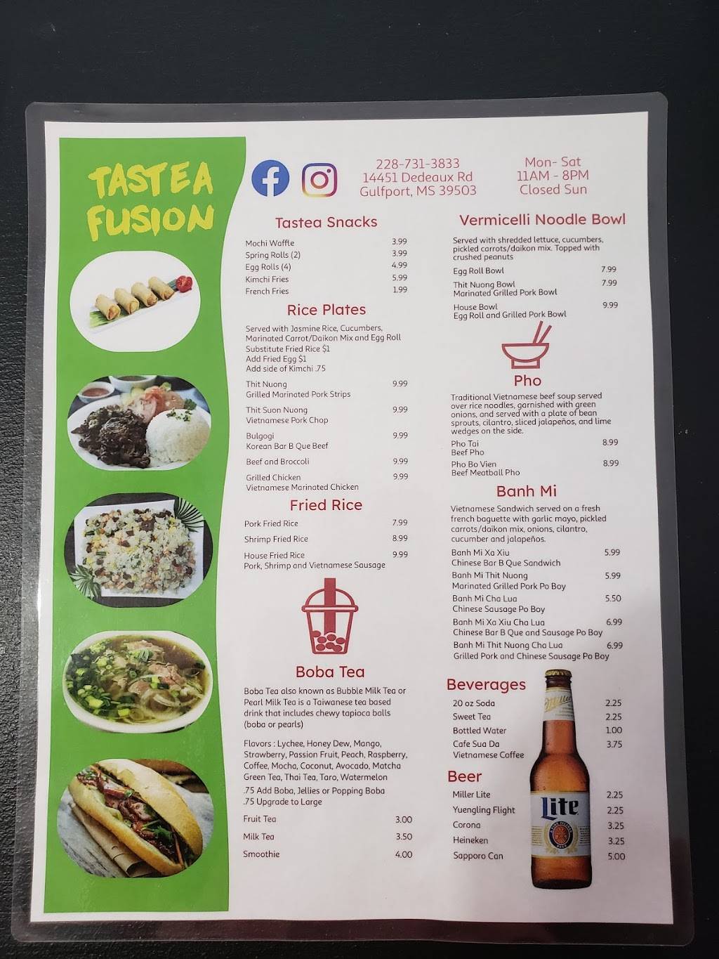 Tastea Fusion Cafe | restaurant | 14451 Dedeaux Rd, Gulfport, MS 39503, USA | 2287313833 OR +1 228-731-3833