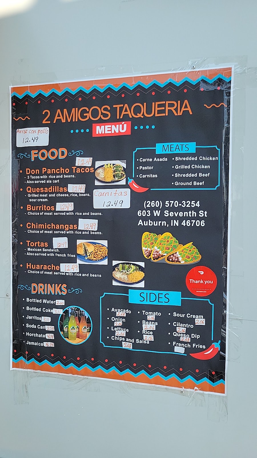 2 Amigos Taqueria | restaurant | 603 W Seventh St, Auburn, IN 46706, USA | 2605703254 OR +1 260-570-3254