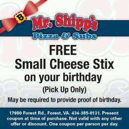 Mr. Shipps Pizza & Subs | restaurant | 17980 Forest Rd # D, Forest, VA 24551, USA | 4343850131 OR +1 434-385-0131