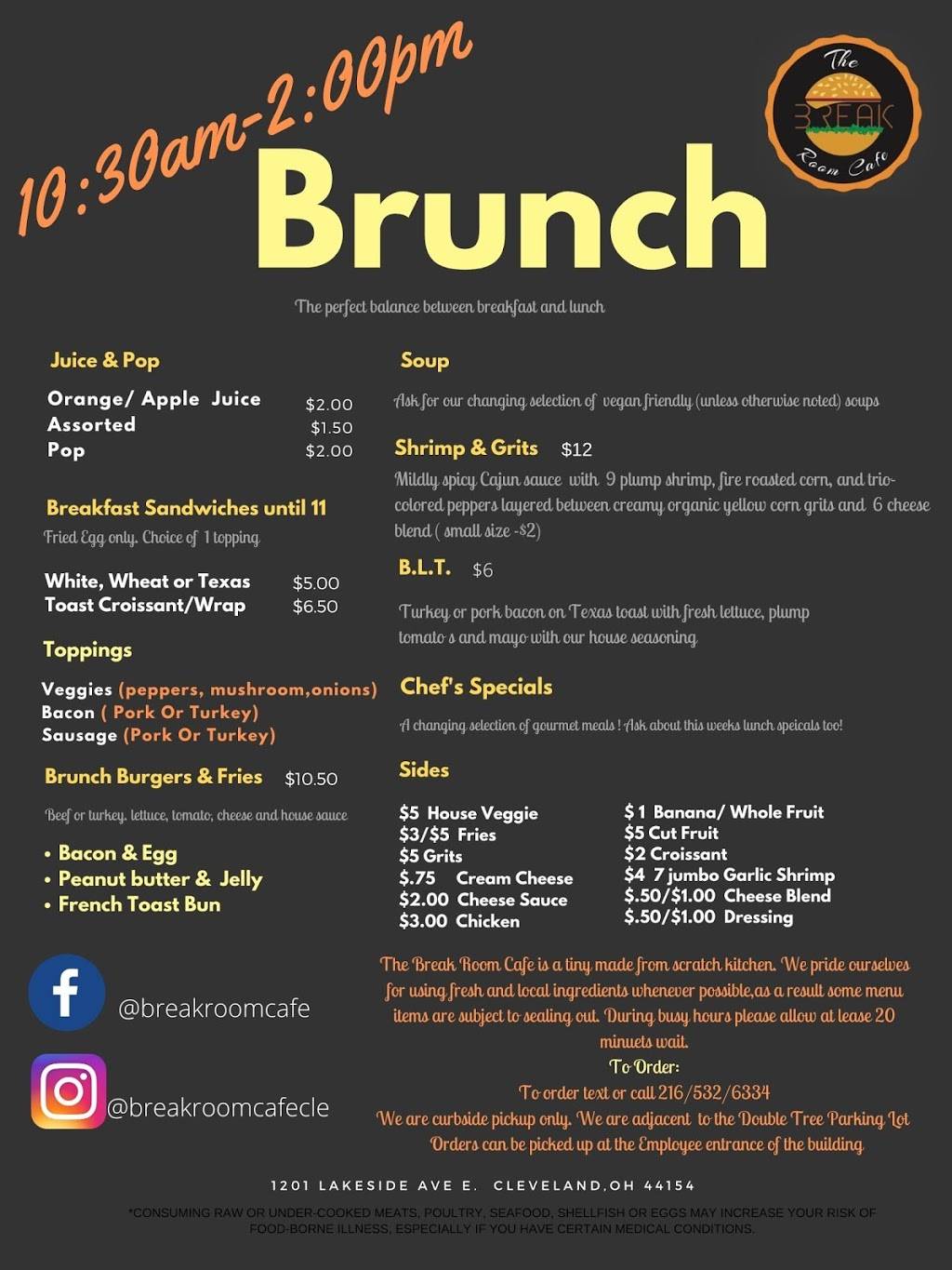 The Break Room Cafe | restaurant | Cafe, 1201 Lakeside Ave E 1st Floor, Cleveland, OH 44114, USA | 2165326334 OR +1 216-532-6334