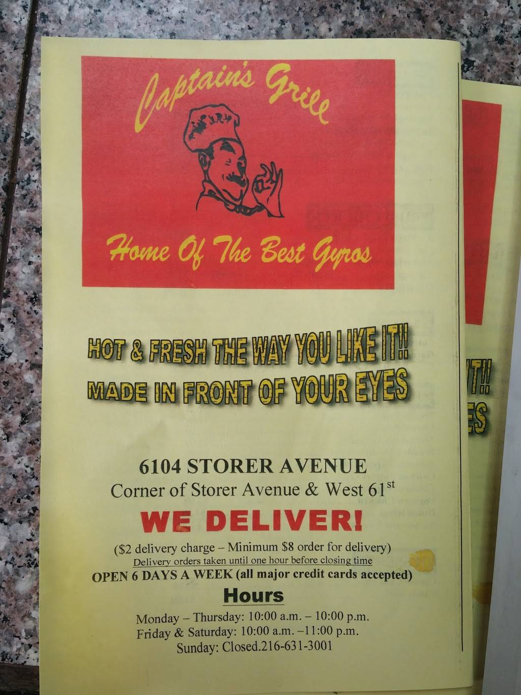 Captains Grill Restaurant | restaurant | 6104 Storer Ave, Cleveland, OH 44102, USA | 2166313001 OR +1 216-631-3001