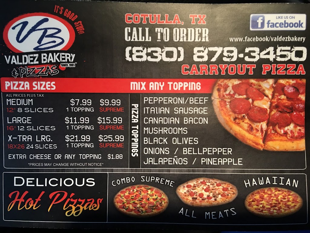 Valdez Bakery & Pizzas | restaurant | 204 S Main St, Cotulla, TX 78014, USA | 8308793450 OR +1 830-879-3450
