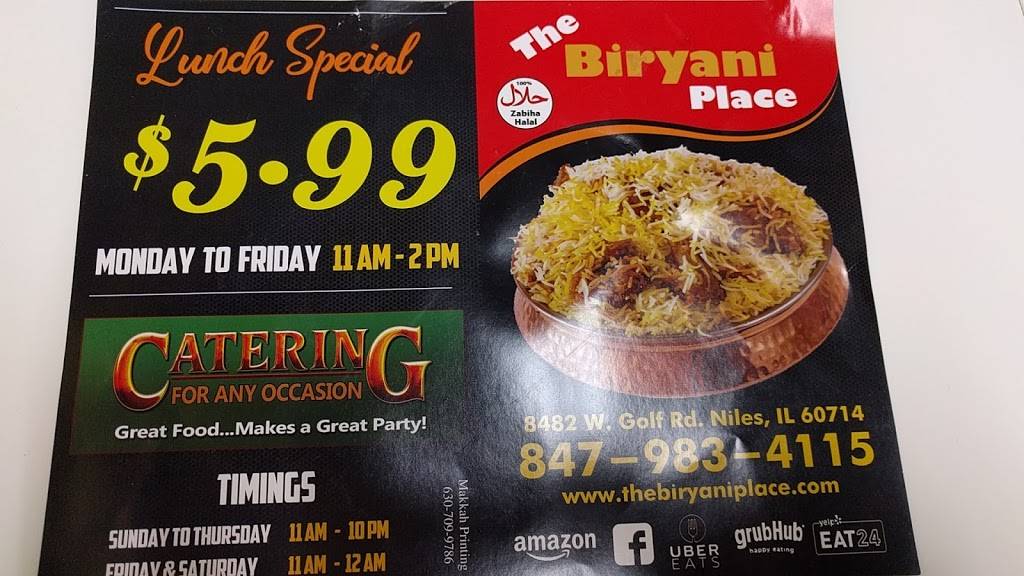 The Biryani Place | restaurant | 8482 W Golf Rd, Niles, IL 60714, USA | 8479834115 OR +1 847-983-4115