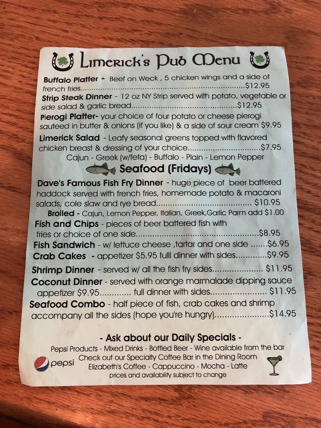 Limericks Pub | restaurant | 6310 Southwestern Blvd, Hamburg, NY 14075, USA | 7166972259 OR +1 716-697-2259