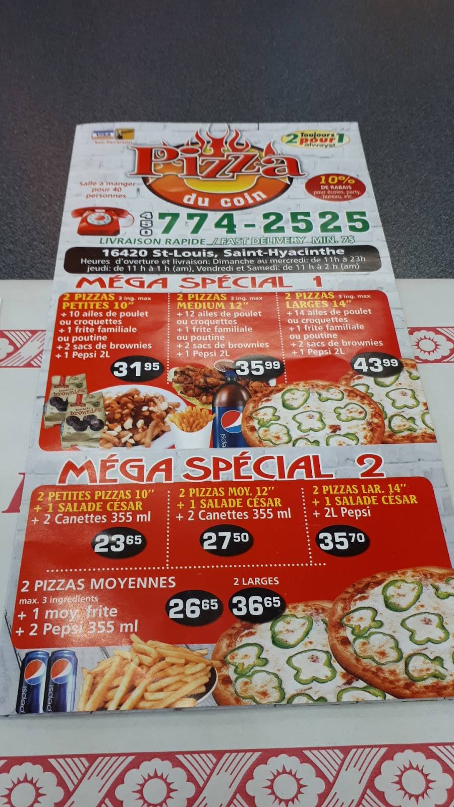 Pizza du coin | meal delivery | 16420 Avenue Saint-Louis, Saint-Hyacinthe, QC J2T 3E9, Canada | 4507742525 OR +1 450-774-2525