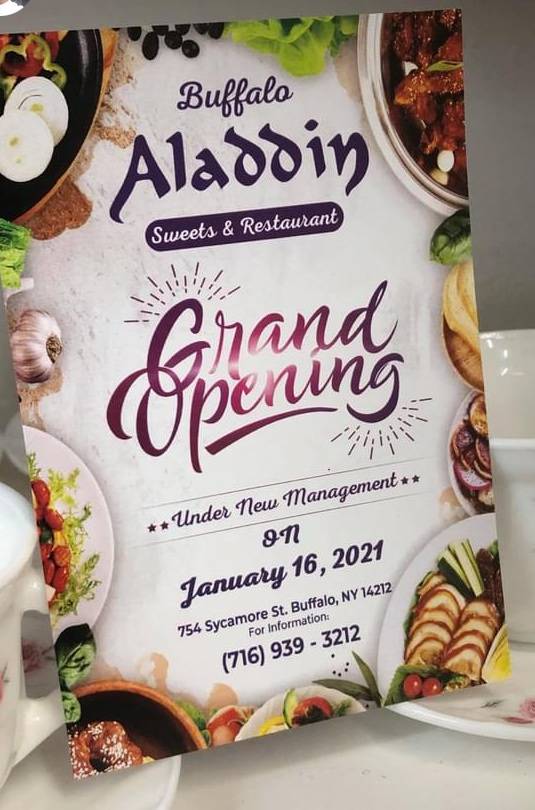 Buffalo Aladdin sweets & restaurant | restaurant | 754 Sycamore St, Buffalo, NY 14212, USA | 7169393212 OR +1 716-939-3212