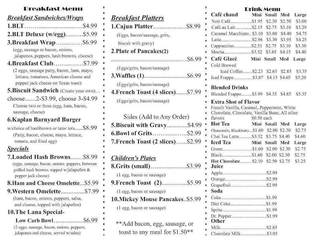 The Cajun Coffee Shop | restaurant | 901 E 1st St, Kaplan, LA 70548, USA | 3376431550 OR +1 337-643-1550