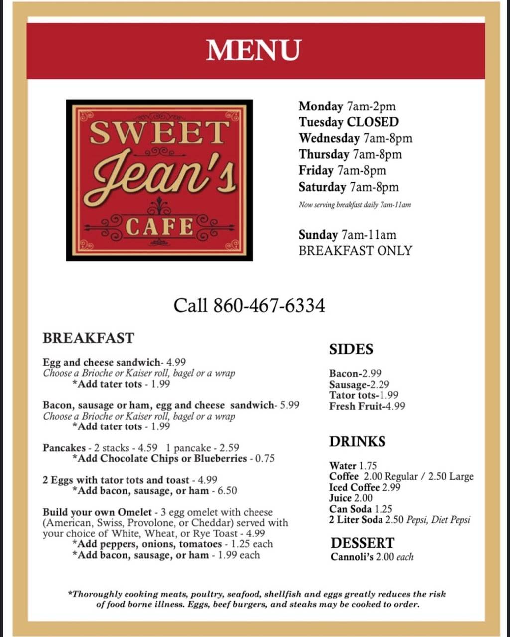 Sweet Jeans Cafe | restaurant | 13 N Main St, East Hampton, CT 06424, USA | 8604676334 OR +1 860-467-6334
