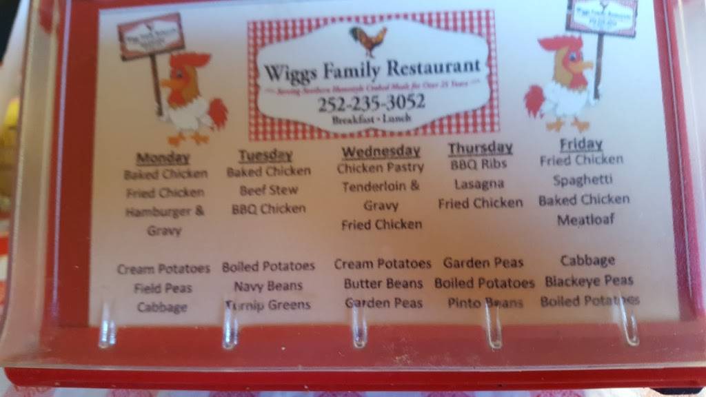 Wiggs Family Restaurant | restaurant | 11429 W Finch Ave, Middlesex, NC 27557, USA | 2522353052 OR +1 252-235-3052