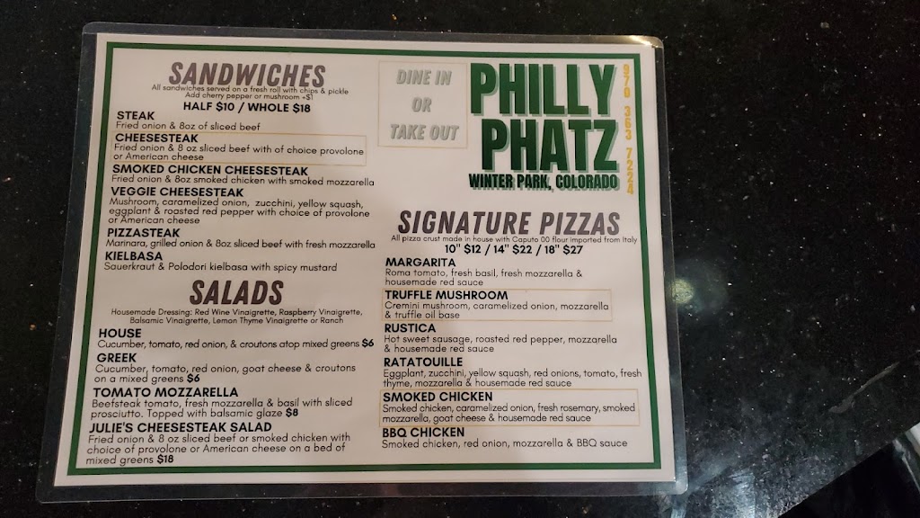 Philly Phatz | restaurant | 78737 US-40 #2300, Winter Park, CO 80482, USA | 9703637224 OR +1 970-363-7224