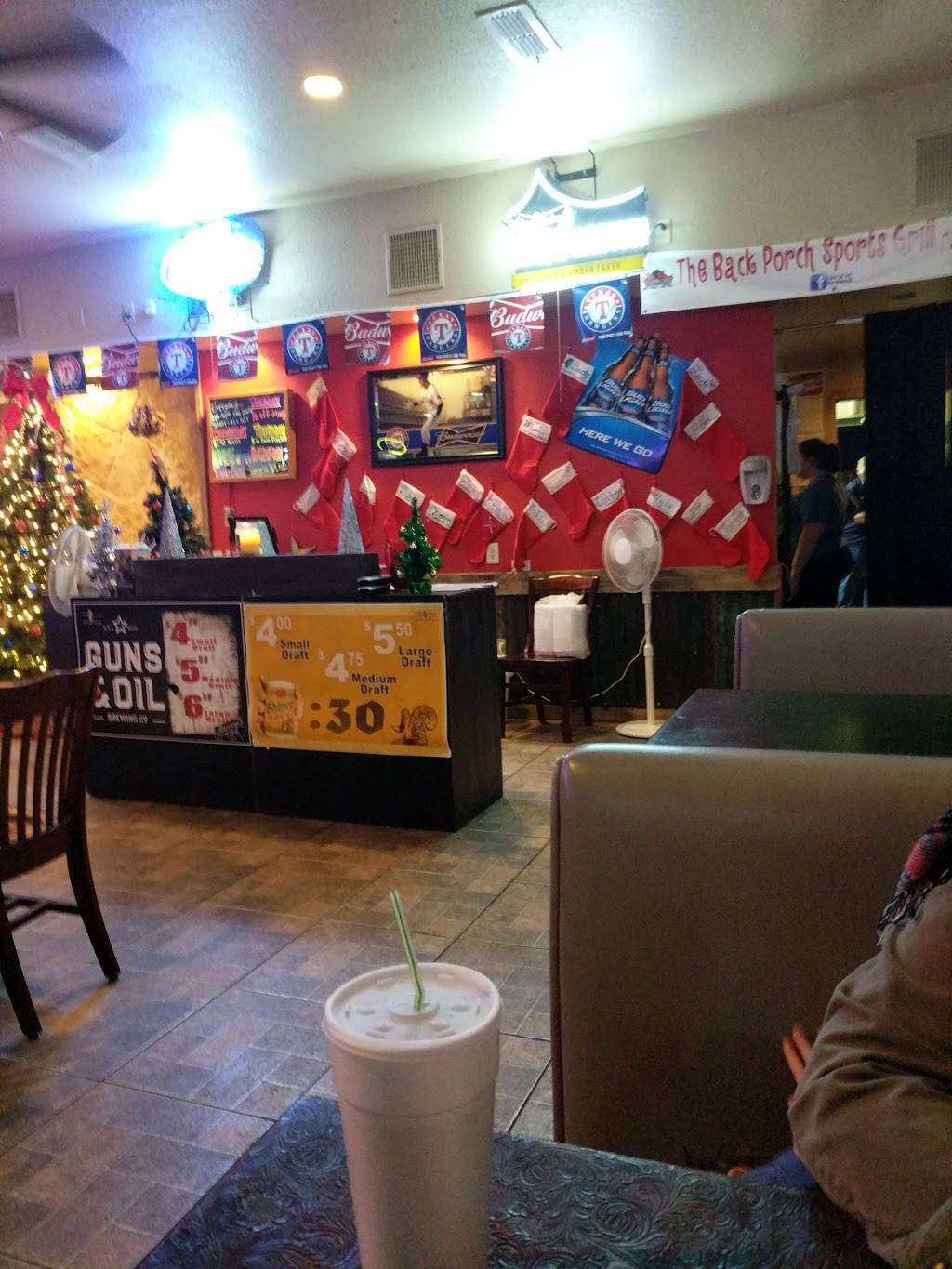 The Back Porch Sports Grill | restaurant | 3132 Fall Creek Hwy, Granbury, TX 76049, USA | 8173268200 OR +1 817-326-8200