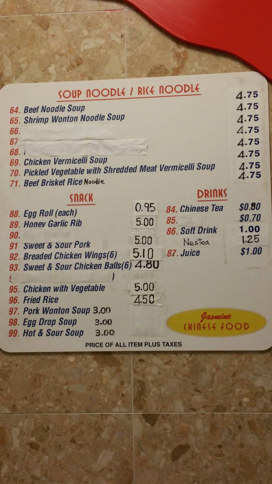 Jasmine Chinese Food | restaurant | 2900 Warden Ave #240, Scarborough, ON M1W 2S8, Canada | 4164928833 OR +1 416-492-8833