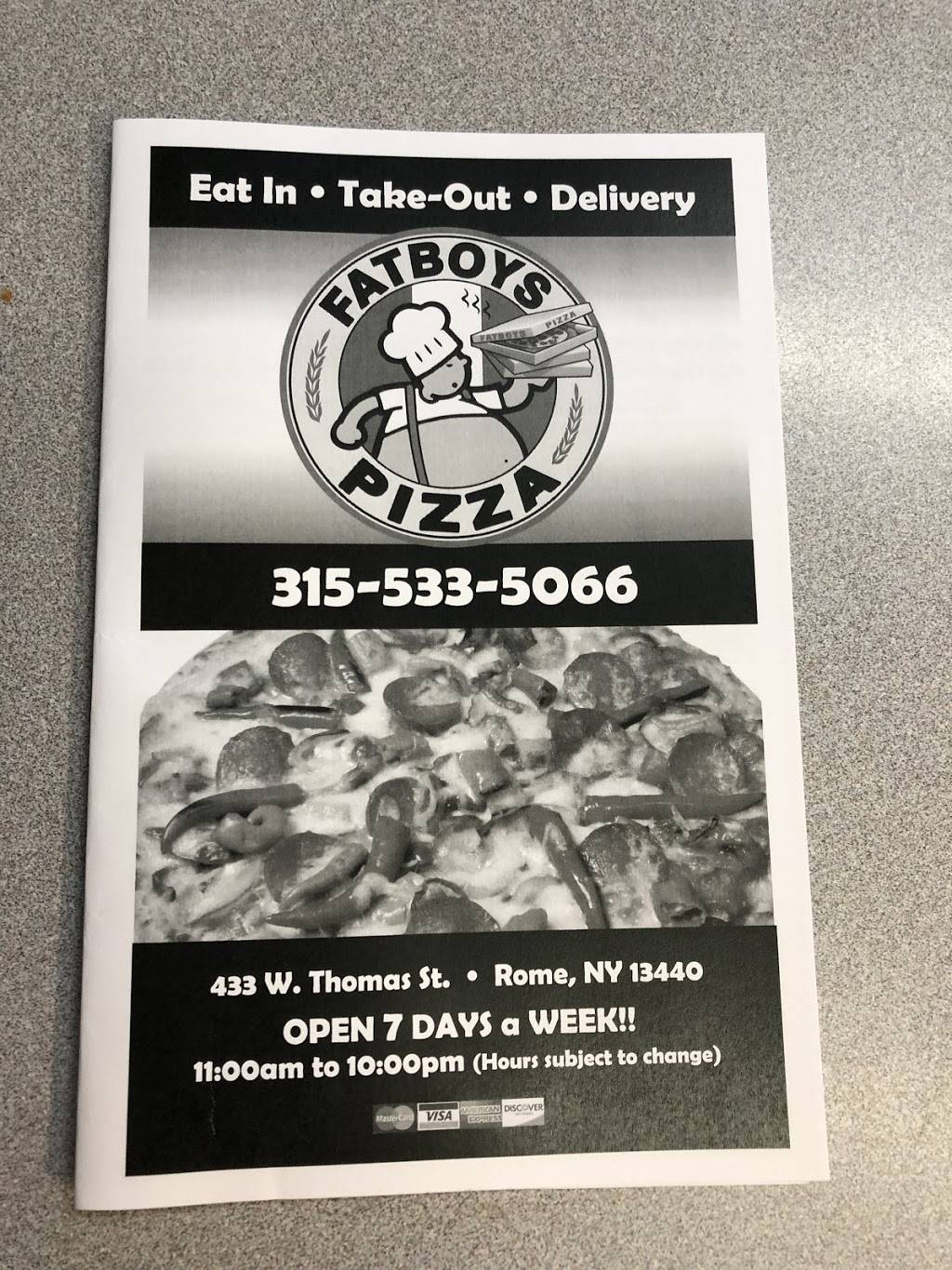 Fat Boys Pizzeria | restaurant | 433 W Thomas St, Rome, NY 13440, USA | 3155335066 OR +1 315-533-5066