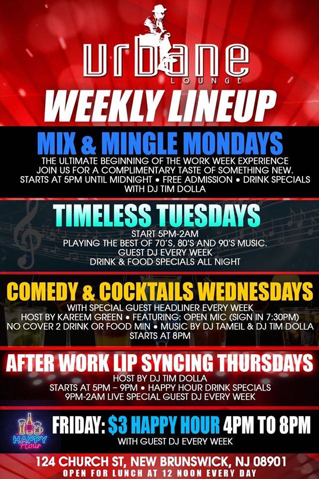 Urbane Lounge | restaurant | 124 Church St, New Brunswick, NJ 08901, USA | 7322467824 OR +1 732-246-7824