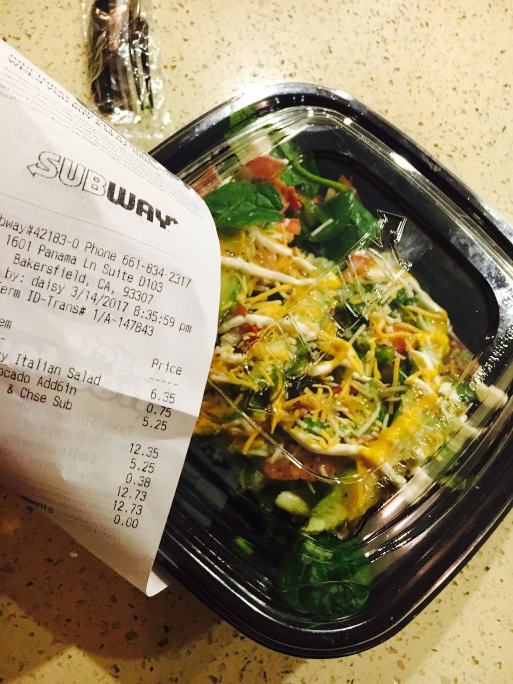 Subway | restaurant | 1601 Panama Ln, Bakersfield, CA 93307, USA | 6618342317 OR +1 661-834-2317