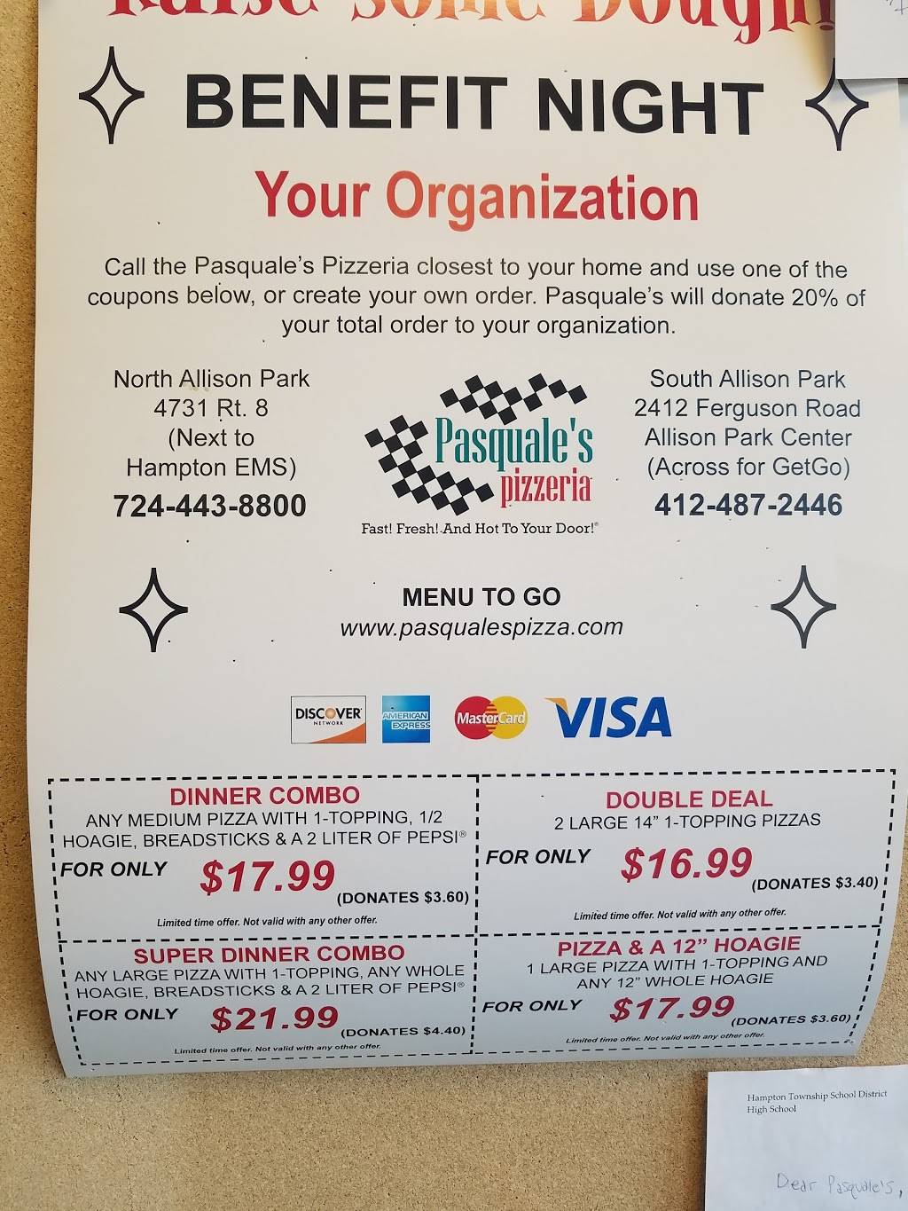 Pasquales Pizzeria | restaurant | 4731 William Flinn Hwy, Allison Park, PA 15101, USA | 7244438800 OR +1 724-443-8800