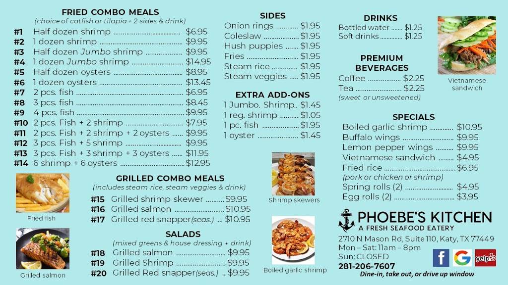 Phoebes Kitchen | restaurant | 2710 N Mason Rd Suite 110, Katy, TX 77449, USA | 2812067607 OR +1 281-206-7607