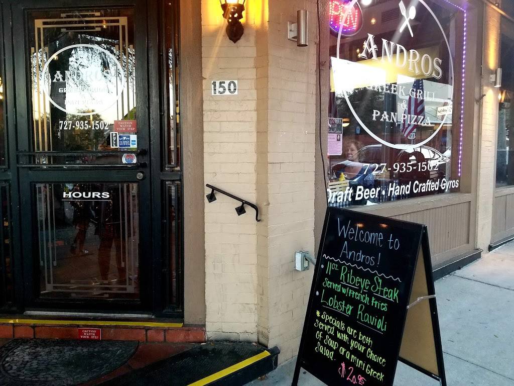 Andros Greek Grill & Pan Pizza | restaurant | 150 E Tarpon Ave, Tarpon Springs, FL 34689, USA | 7279351502 OR +1 727-935-1502