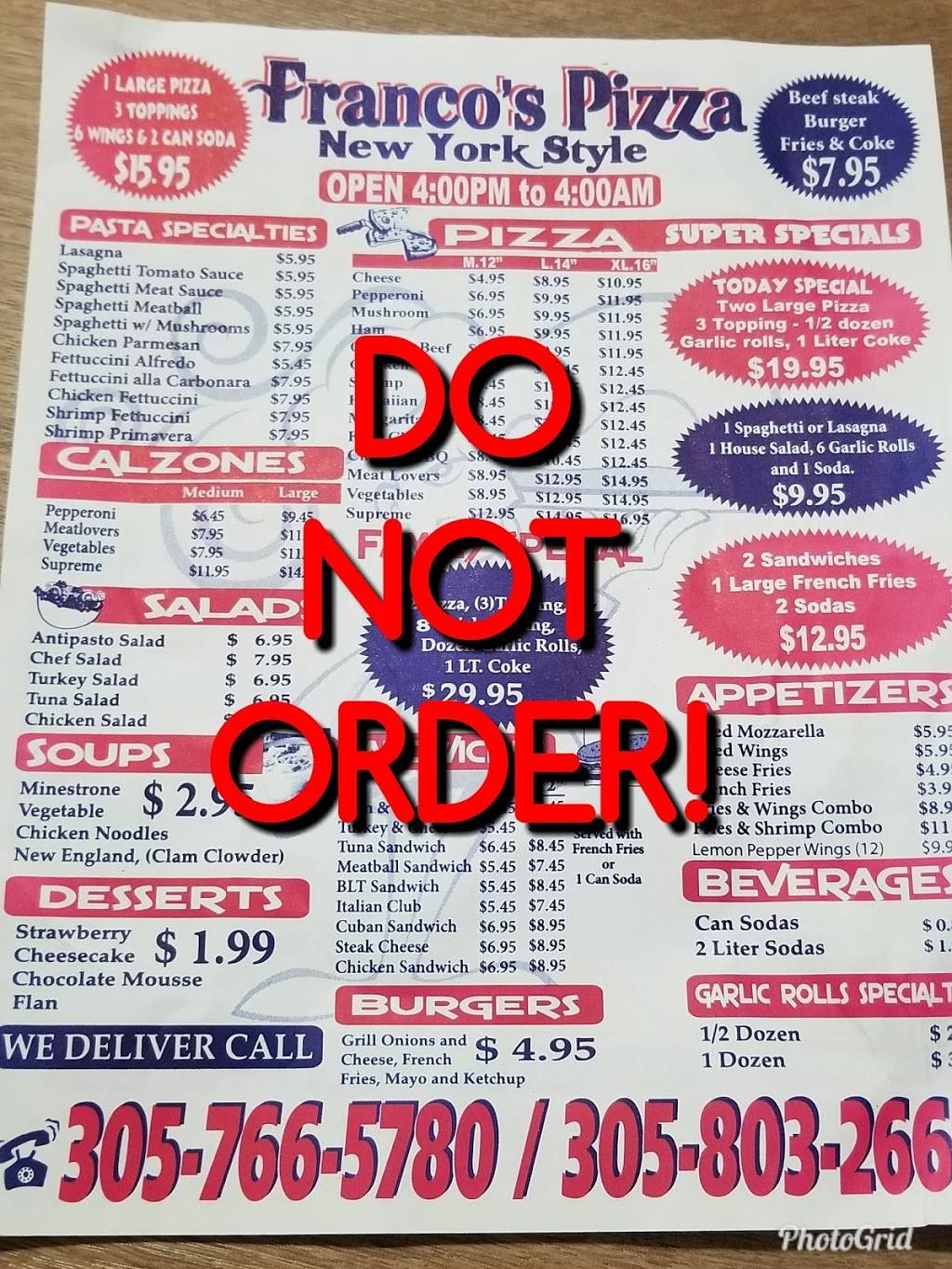 Francos Pizza & Wings | meal delivery | 6138 Miramar Pkwy, Miramar, FL 33023, USA | 9549630900 OR +1 954-963-0900