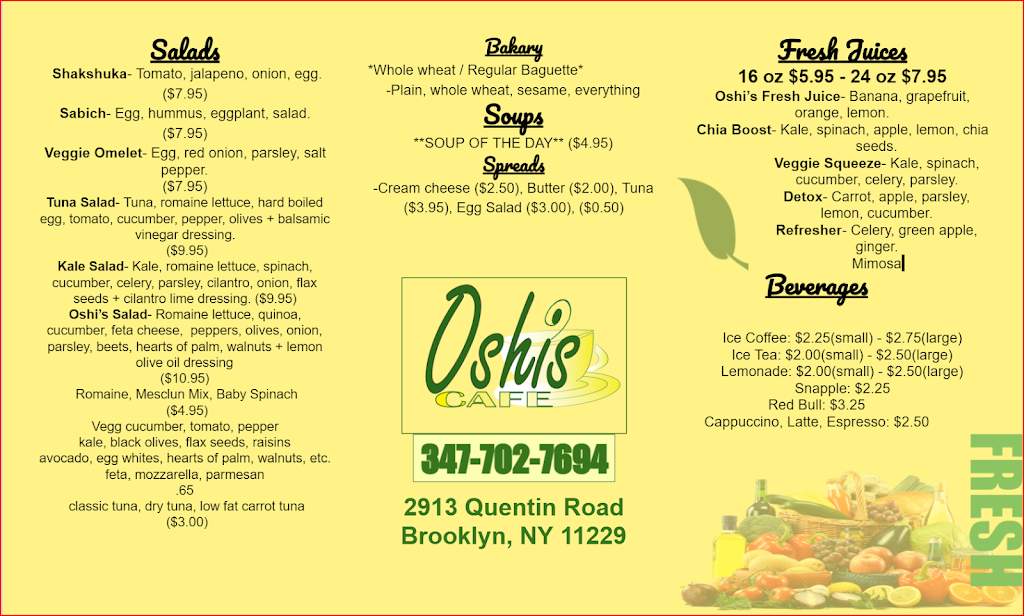 oshis cafe | restaurant | 2913 Quentin Rd, Brooklyn, NY 11229, USA | 3477027694 OR +1 347-702-7694