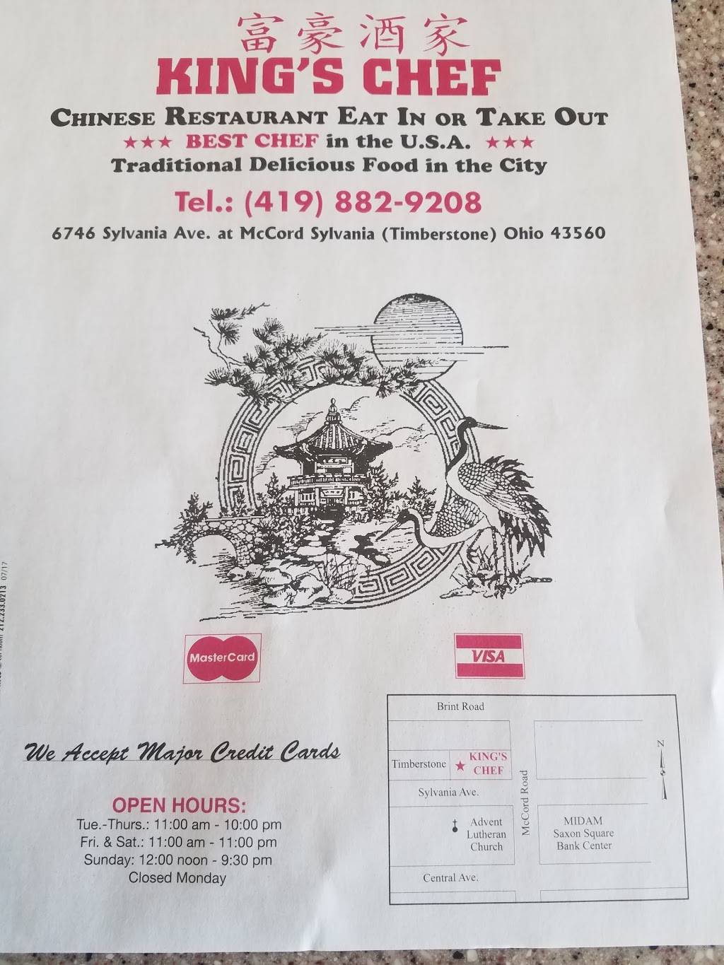 Kings Chef | restaurant | 6746 W Sylvania Ave, Sylvania, OH 43560, USA | 4198829208 OR +1 419-882-9208