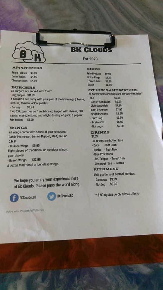 BK Clouds LLC | restaurant | 1539 S Main St, Graysville, AL 35073, USA | 2053909888 OR +1 205-390-9888