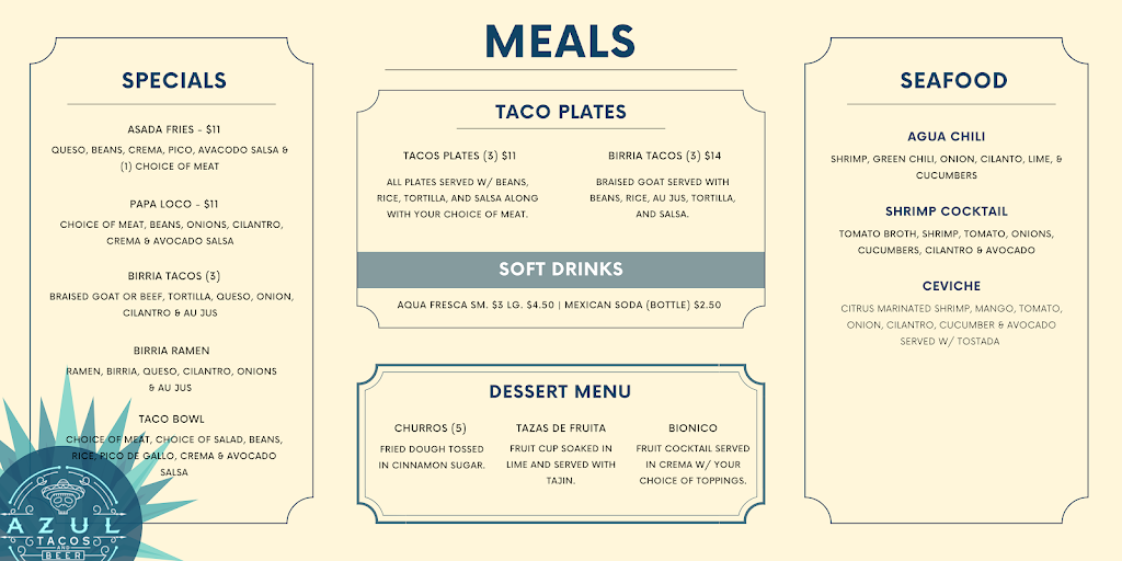 Azul Tacos And Beer | restaurant | 2122 Thrift Rd A, Charlotte, NC 28208, USA | 9519235297 OR +1 951-923-5297