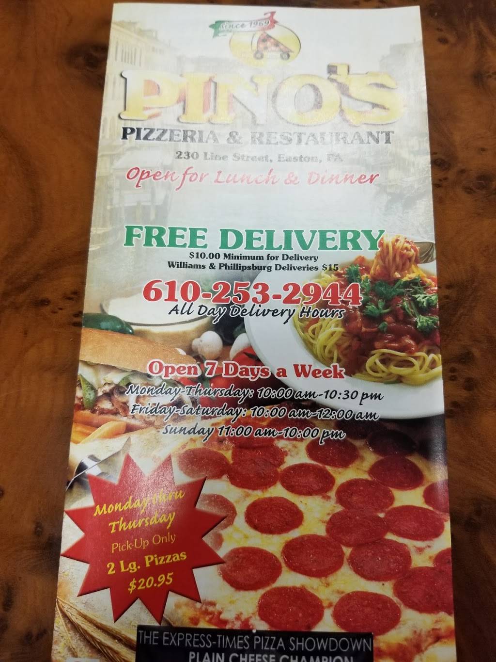 Pinos Pizzeria | restaurant | 230 Line St, Easton, PA 18042, USA | 6102532944 OR +1 610-253-2944