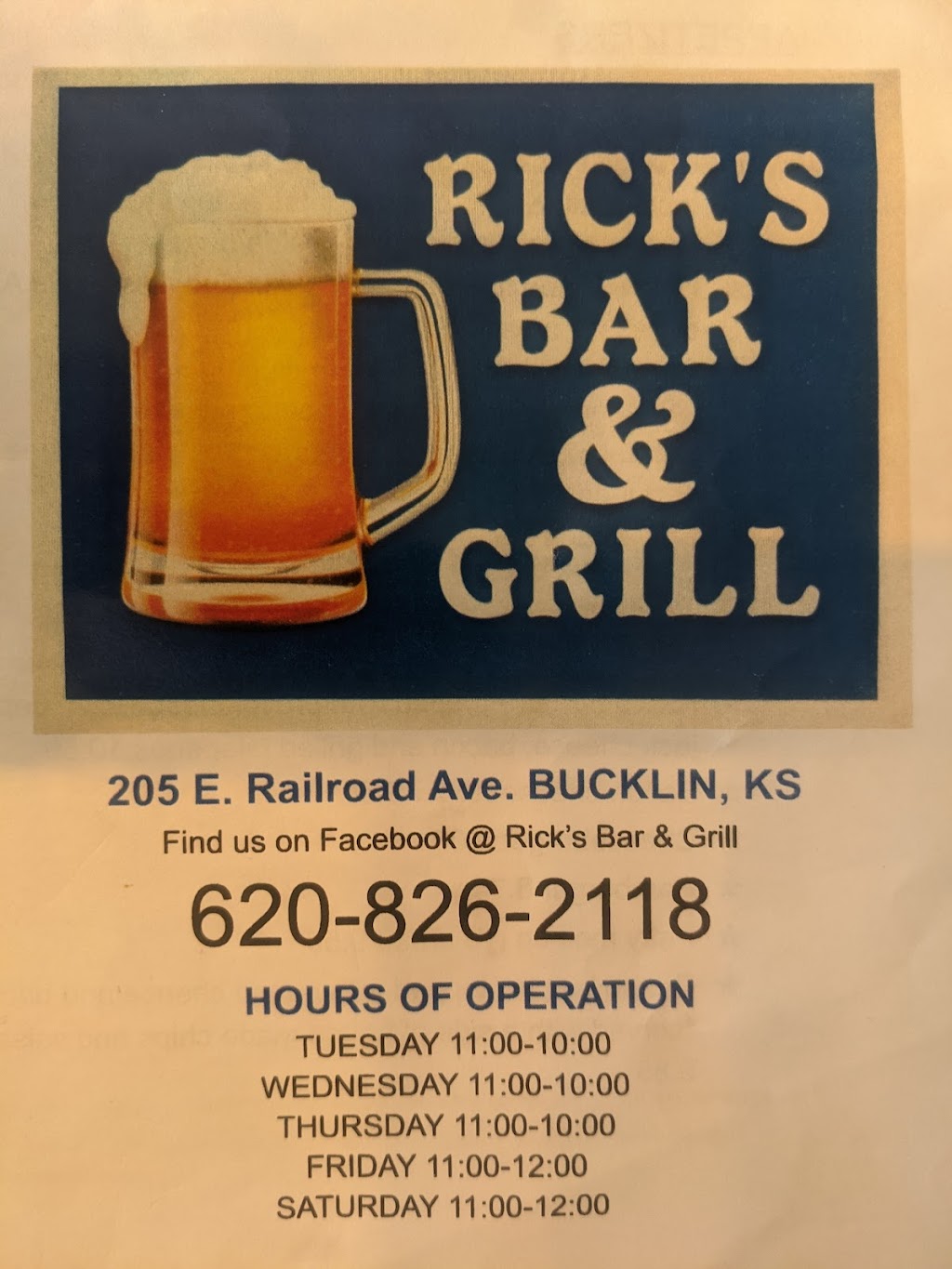 Bar & Grill | restaurant | Bucklin, KS 67834, USA | 6208262118 OR +1 620-826-2118