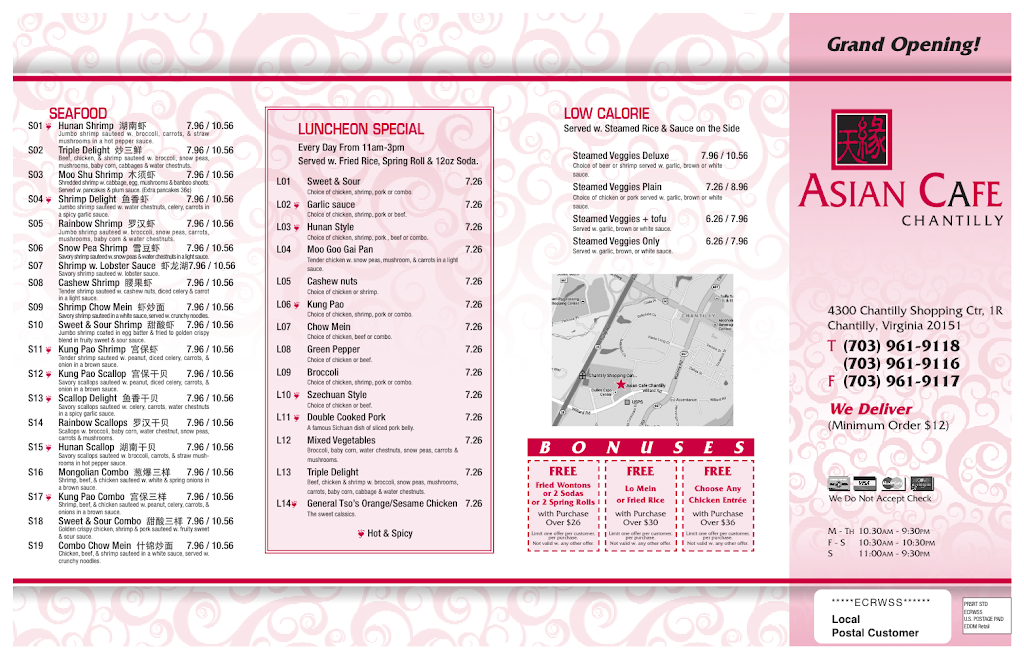Asian Cafe Chantilly | restaurant | 4300 Chantilly Shopping Center #1r, Chantilly, VA 20151, USA | 7039619118 OR +1 703-961-9118