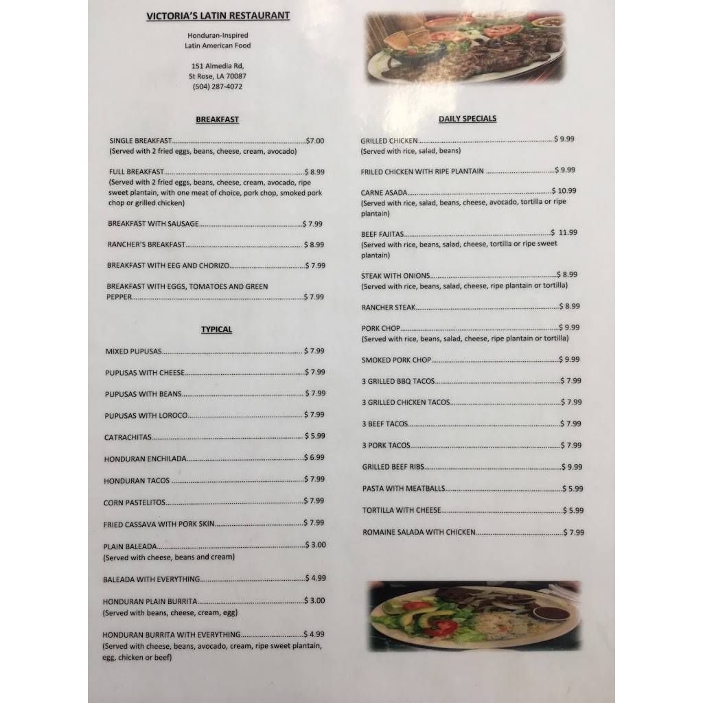 Victorias Latin Restuarant | restaurant | 151 Almedia Rd, St Rose, LA 70087, USA | 5042874072 OR +1 504-287-4072