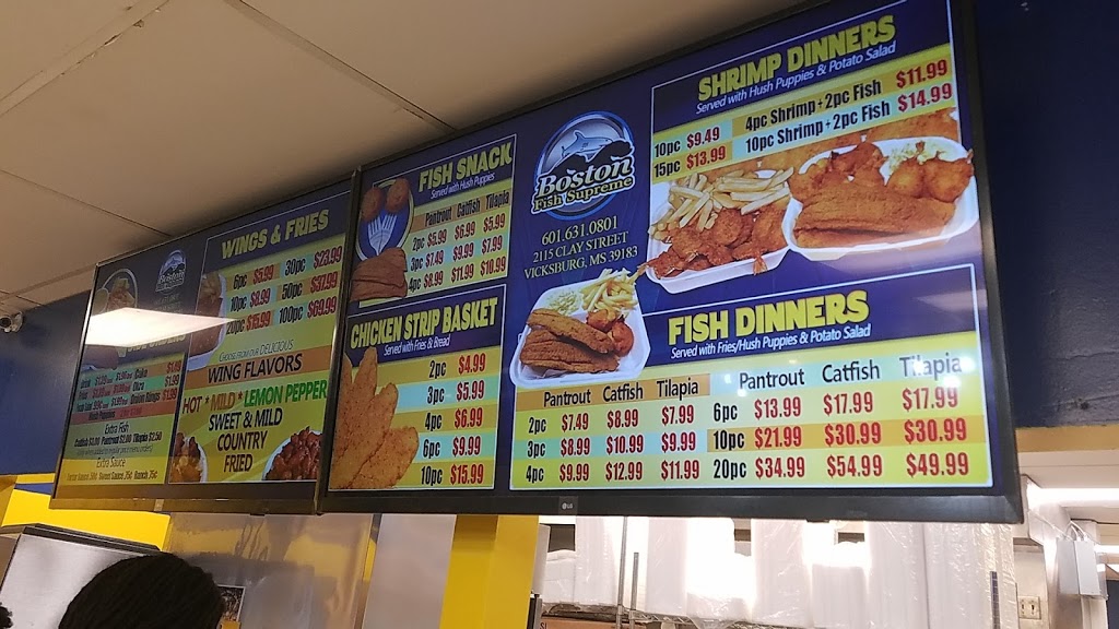 Boston Fish Supreme | restaurant | 2115 Clay St, Vicksburg, MS 39183, USA | 6016310801 OR +1 601-631-0801