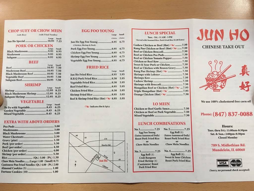 Jun Ho Carryout | restaurant | 789 S Midlothian Rd, Mundelein, IL 60060, USA | 8478370088 OR +1 847-837-0088