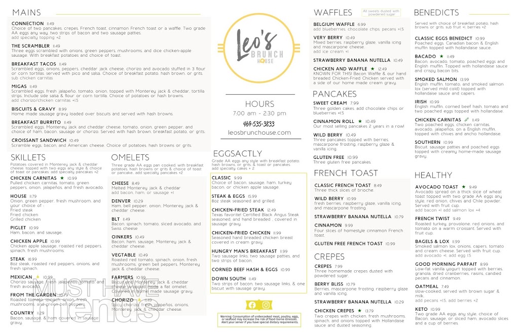 Leos Brunch House | restaurant | 4070 TX-121 STE 200, Carrollton, TX 75010, USA | 4692893738 OR +1 469-289-3738