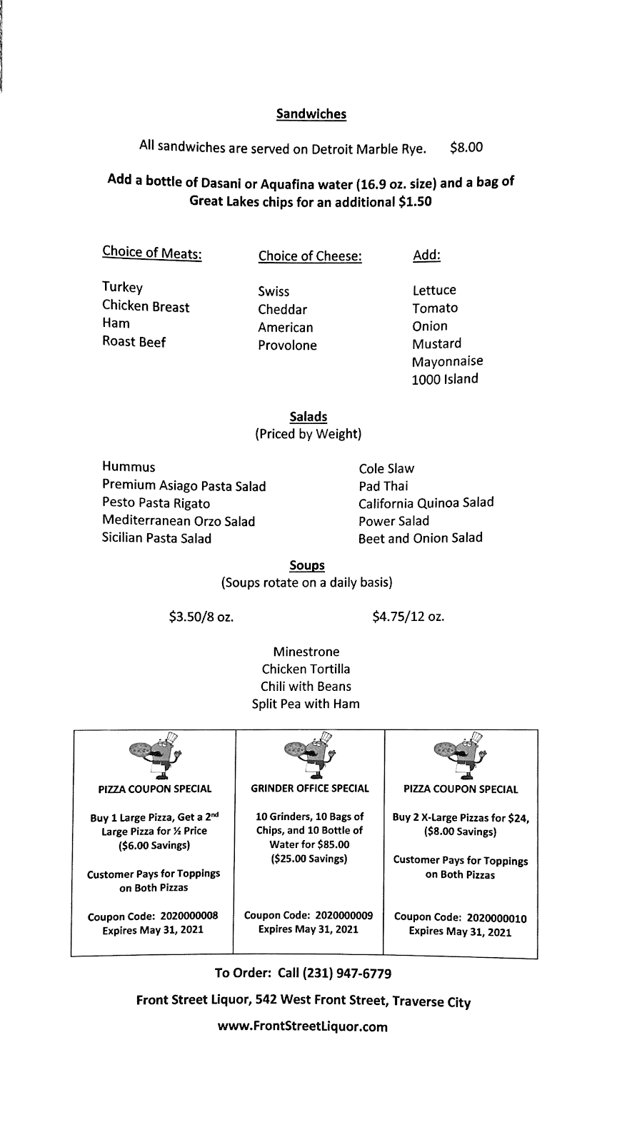 Front Street Liquor | meal takeaway | 542 W Front St, Traverse City, MI 49684, USA | 2319476779 OR +1 231-947-6779