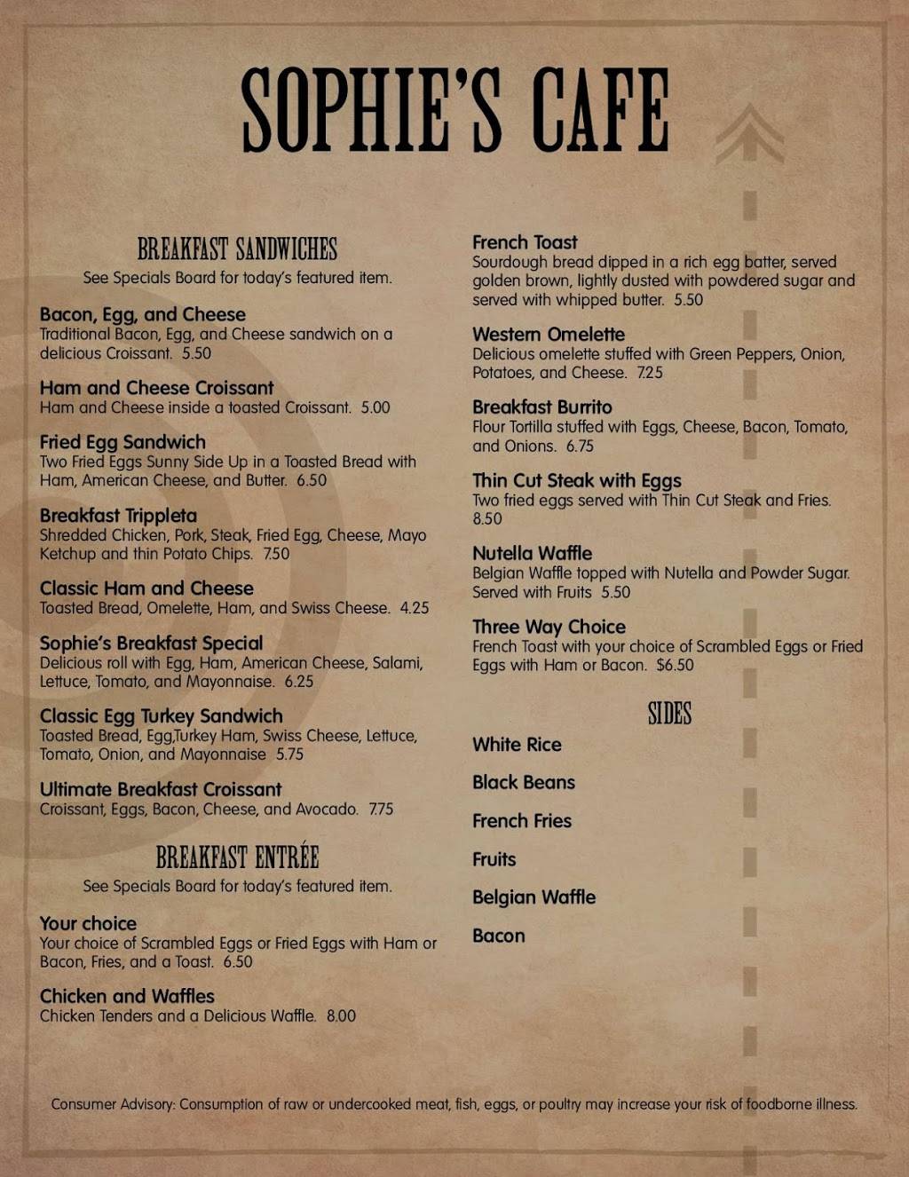 Sophie’s Cafe | restaurant | 120 Sebring Square.., Sebring, FL 33870, USA | 8634515996 OR +1 863-451-5996