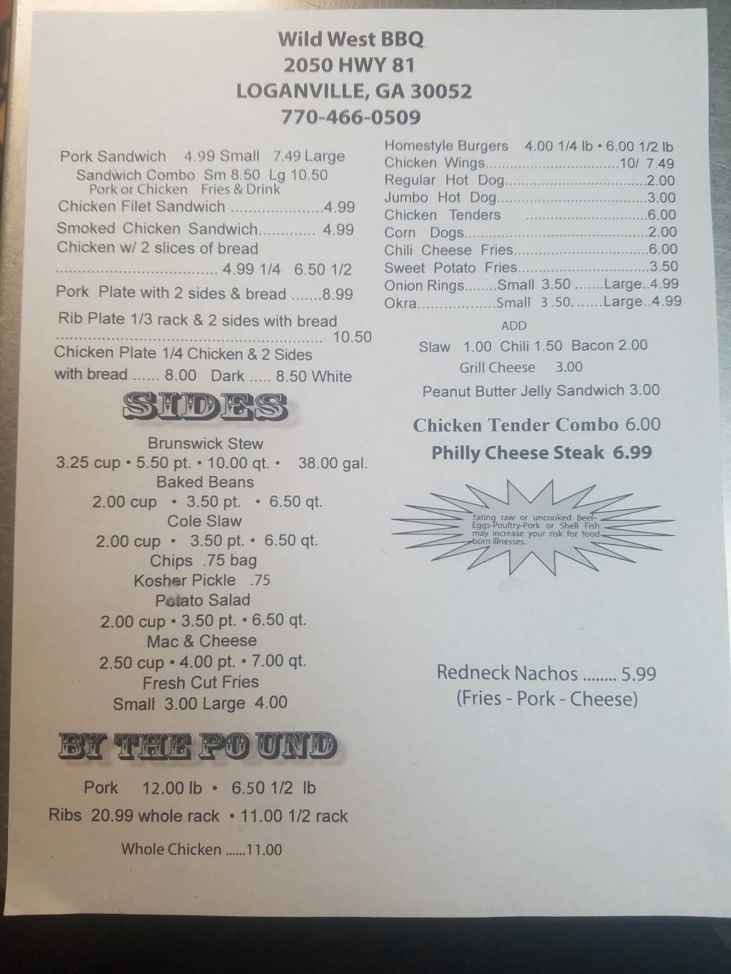 J & L Wild West Barbeque | restaurant | 2050 Hwy 81, Loganville, GA 30052, USA | 7704660509 OR +1 770-466-0509