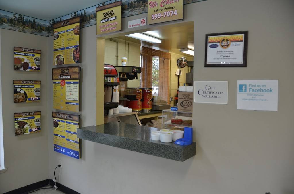Whitts Barbecue | restaurant | 5309, 386 Southwinds Dr, Franklin, TN 37064, USA | 6155997074 OR +1 615-599-7074