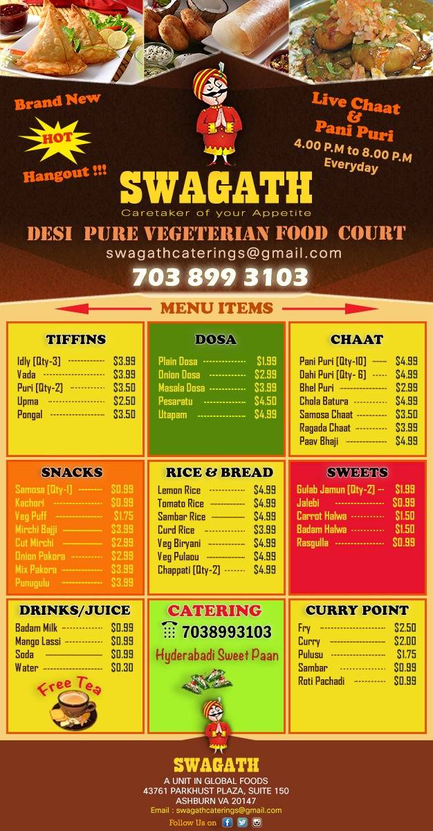 Bahar Swagath food court | restaurant | food court inside global foods, 43761 Parkhurst Plaza, Ashburn, VA 20147, USA | 7038993103 OR +1 703-899-3103