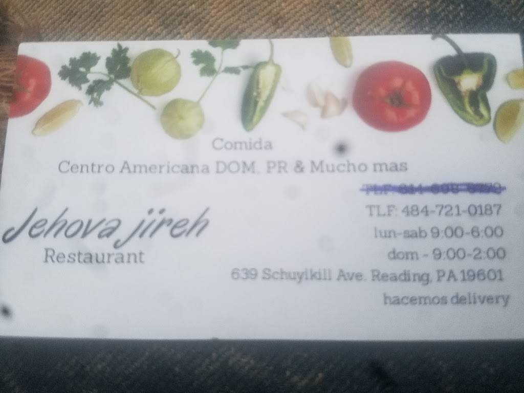 Jehova Jireh Restaurant | restaurant | 639 Schuylkill Ave, Reading, PA 19601, USA | 8455495871 OR +1 845-549-5871