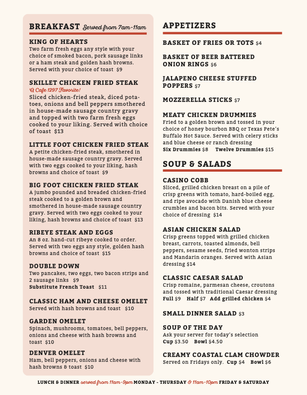 Café 1297 | restaurant | 1297 Ocean Blvd NW, Coos Bay, OR 97420, USA | 5418089207 OR +1 541-808-9207