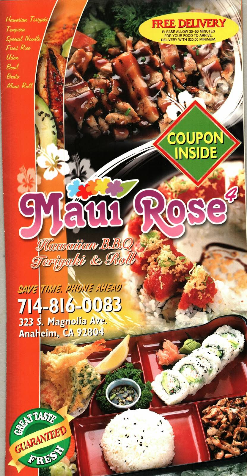 Maui Rose | restaurant | 323 S Magnolia St, Anaheim, CA 92804, USA | 7148160083 OR +1 714-816-0083